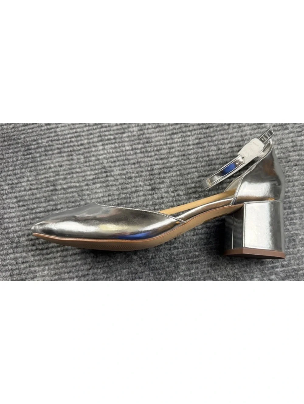 J.Crew Silver Metallic Ankle Strap Block Heel Pumps Women’s Size 10 New